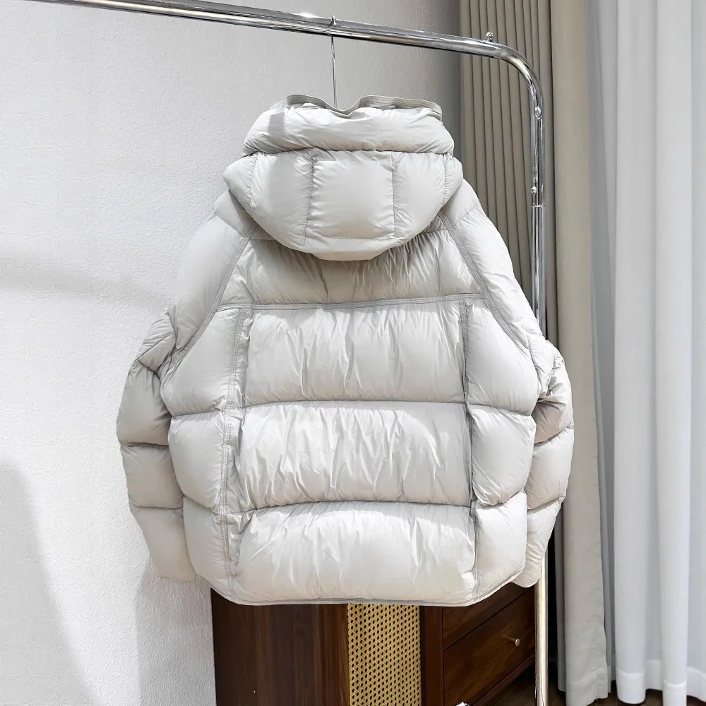 المرأة سميكة أوزة أسفل سترة منفوخة مقنعين الخبز نمط ملابس خارجية يشعر الدافئة سحابة رغوة تصميم قصير جديد 2025 نموذج #3