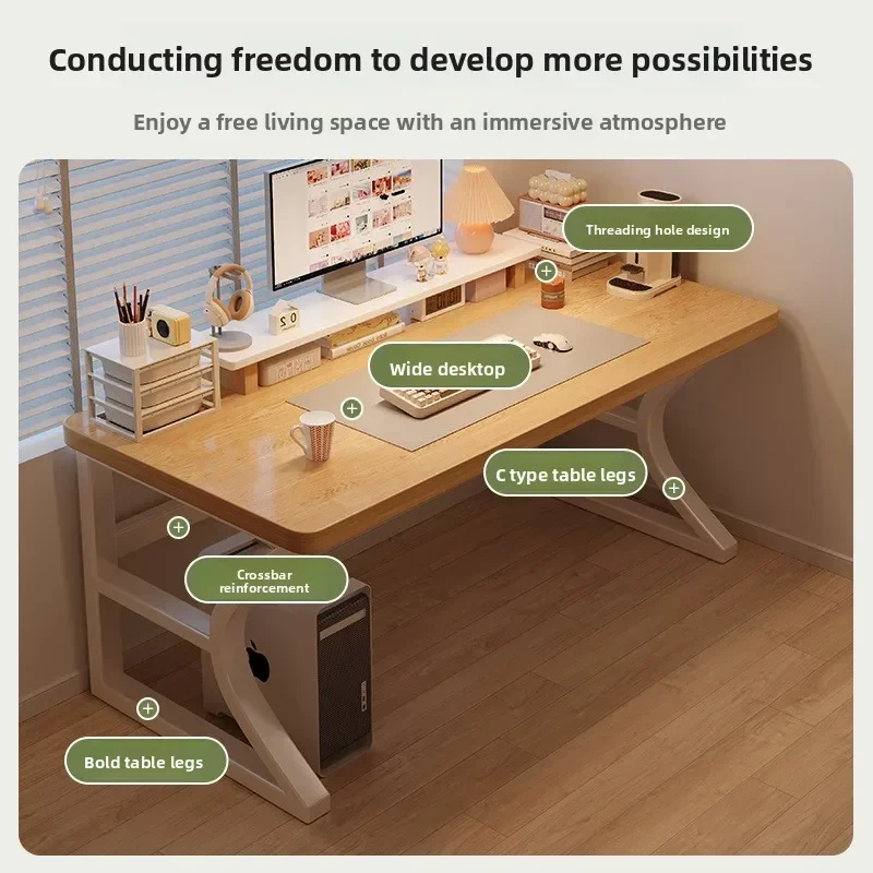 Internet Celebrity Computer Desk Desktop Home Student Bedroom Study Writing Desk Solid Wood Strip Workbench Modern Simple Desk
