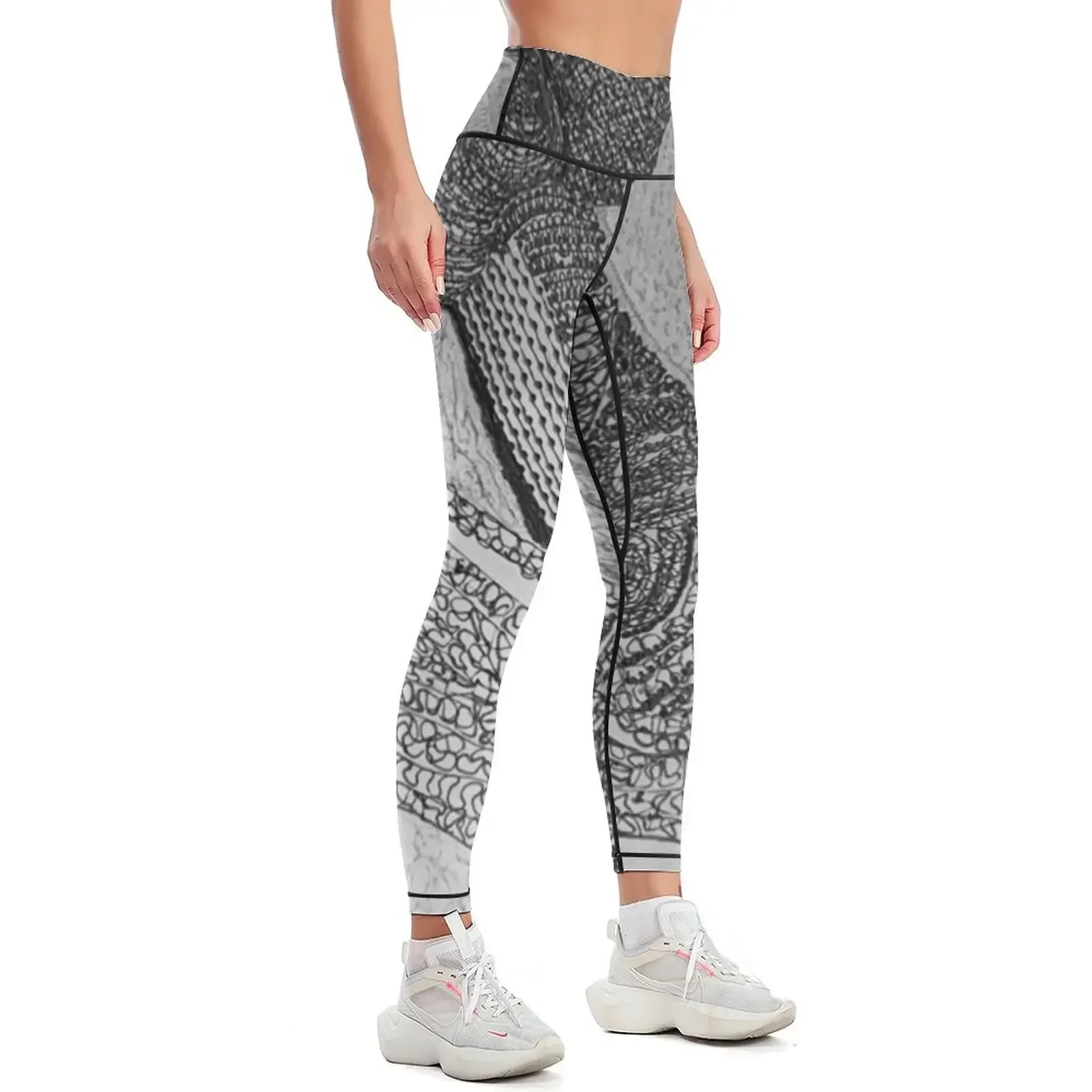 Black and White Lace Abstract Art Leggings gym womans fitness set gym Tight fitting woman sports shirts gym Womens Leggings