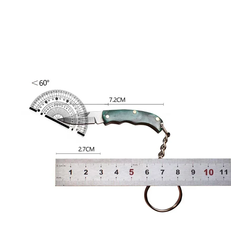 Mini Folding Pocket Knife Keychain Color Resin Handle Stainless Steel Blade Portable EDC Tool Unboxing Fruit Cutting