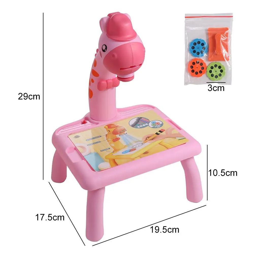 Painting Set Led Projector Drawing Table Giraffe Music LED Projector Painting Board Hand Writing Paint Tools