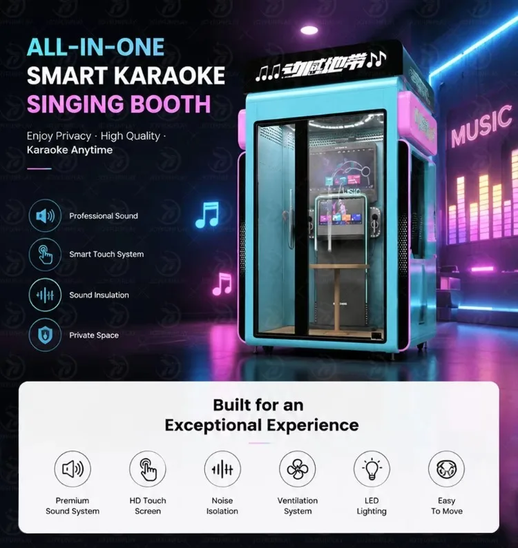Coin Operated 4 People Karaoke Booth Soundproof Self Service KTV Singing Room for Shopping Mall Amusement Park