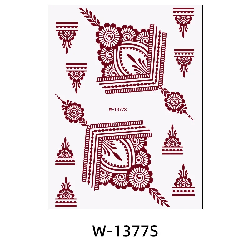 وشم مؤقت باللون الأحمر والبني وشم الحناء للنساء وشم الحناء من الدانتيل أنيق للحفلات والمهرجانات