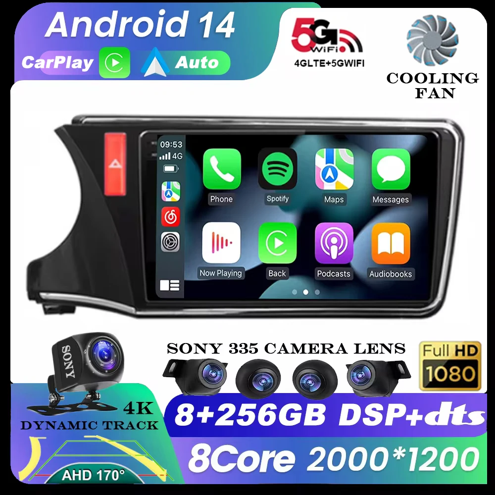

10.1 Inch Android 14 For Honda CITY 2014 2015 2016 2017 2018 2019 Multimedia Stereo Car Player Navigation GPS Radio 4G LTE WIFI