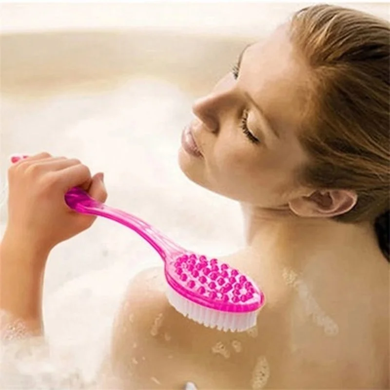 Long Handled Bath Shower Back Brush PET Body Scrubber PS Plastic Massager Skin Cleaning Tool Bathing Brush