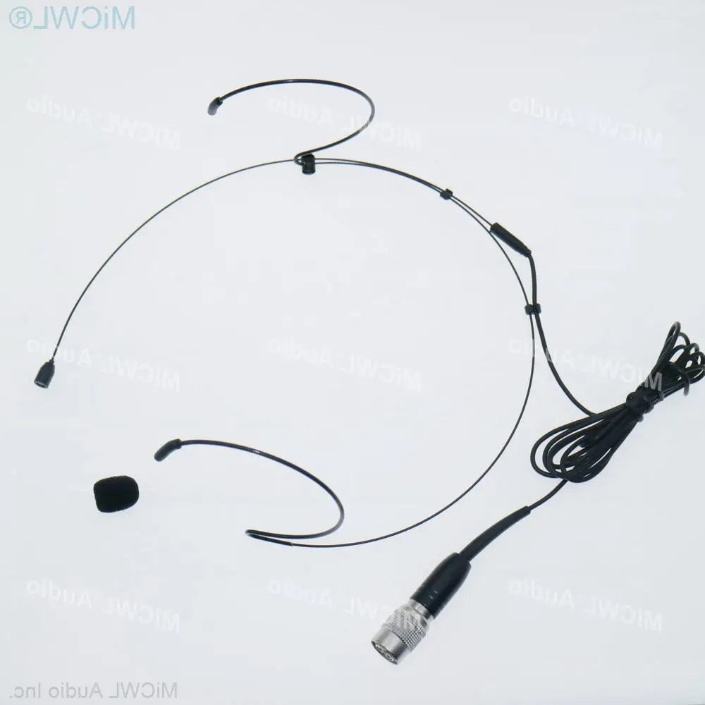 Black Double ear Hook Head Headset Microphone for Audio-Technica Wireless Hirose 4Pin Plug