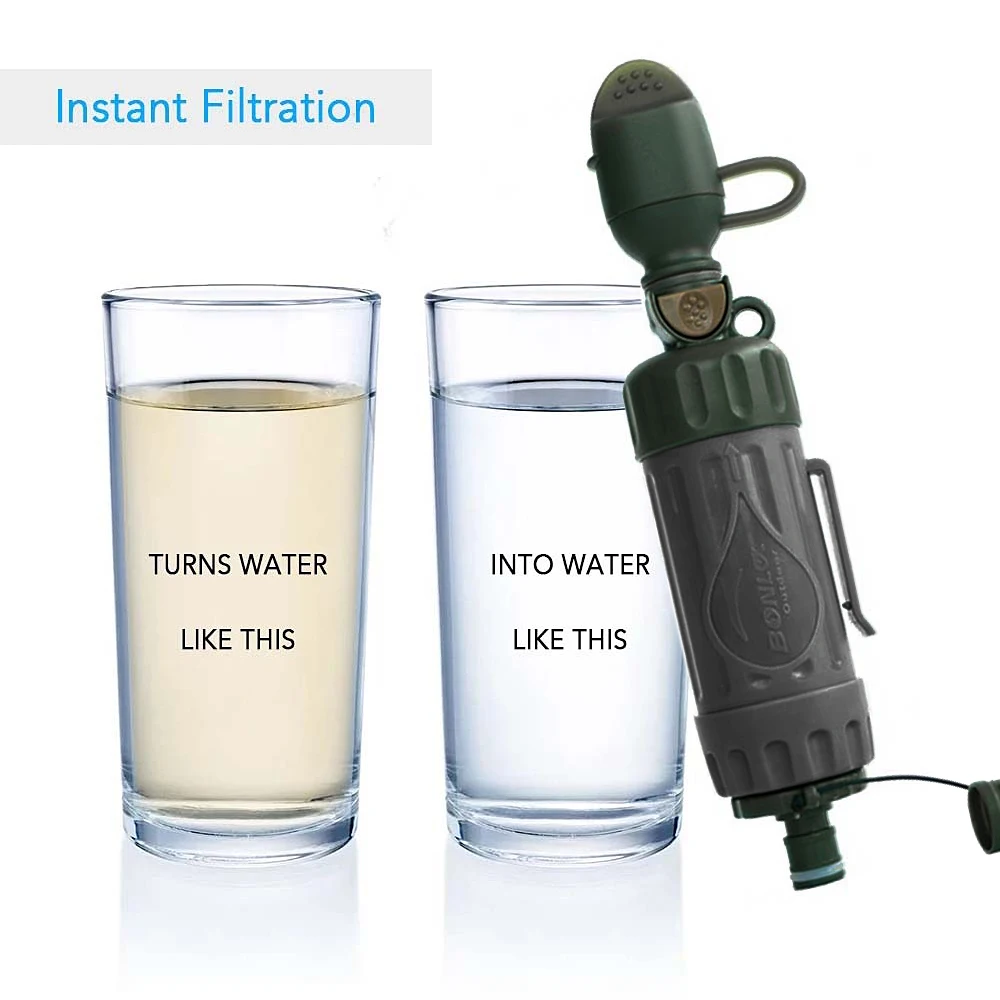 Multiple Fuction Water Purifier Portable Water Filter Straw Drinking Water Filtration Purifier for Outdoor Survival Emergency