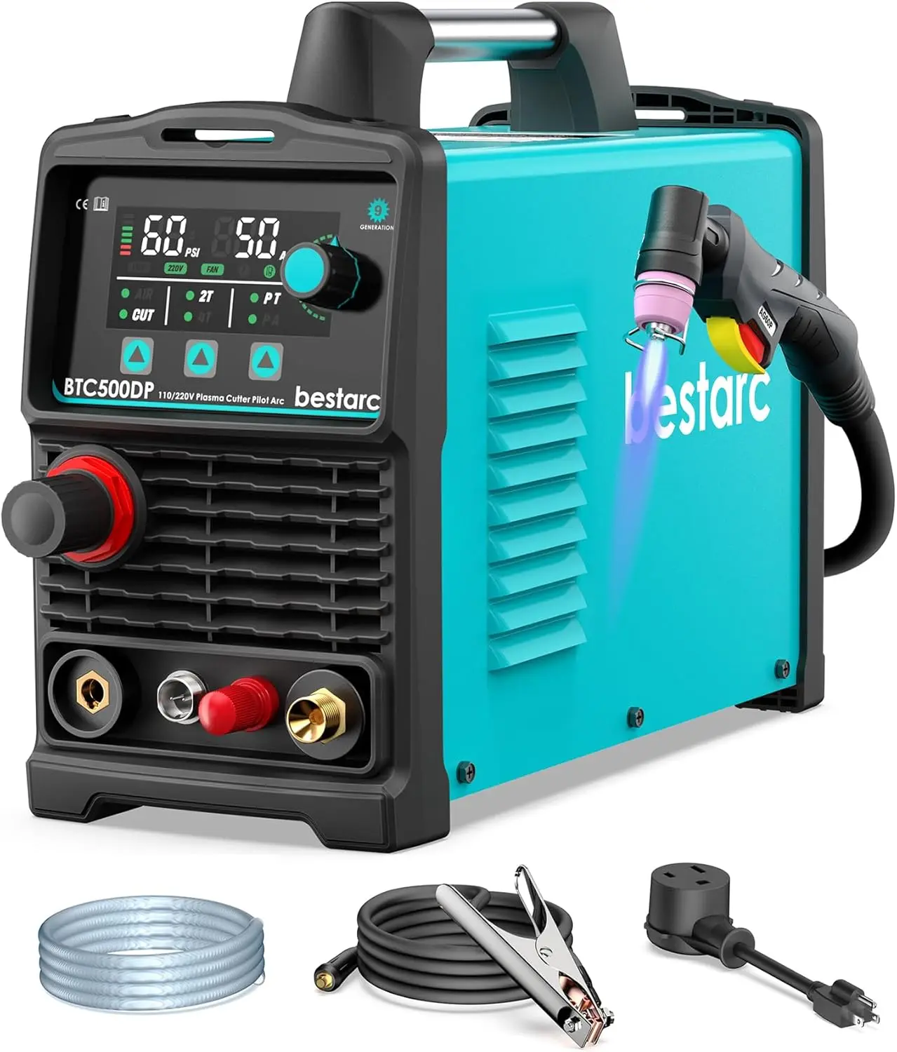 

50A Plasma Cutter, 110/220V Dual Voltage, 1/2' Clean Cut, 3/4' Max, Pilot Arc, LED Display, Air Sensor, Post Flow Mesh, Beginner