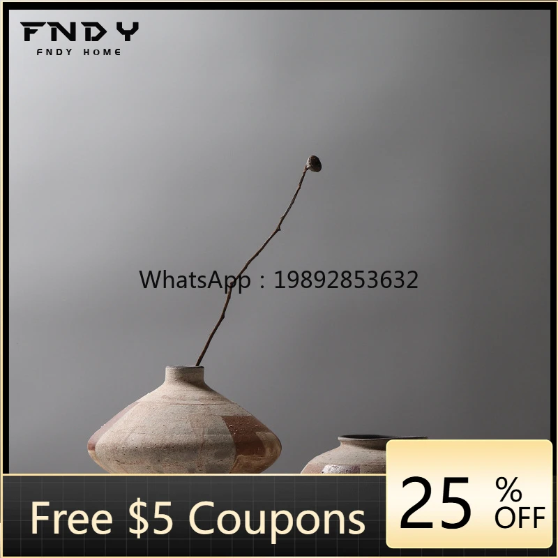 LYY Handmade Cast Vase Hand-painted Color-blocking Patchwork Pottery Vintage Distressed Tea Room Flower Arrangement Decoration