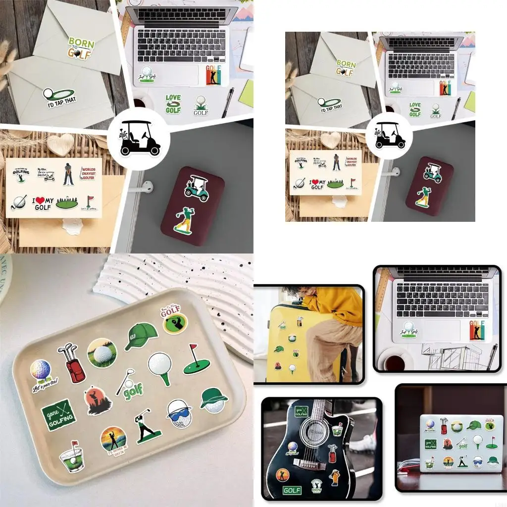 L9BE Pack Of 50 Golf Theme Waterproof Stickers For Water Bottle Decors And DIY Crafts