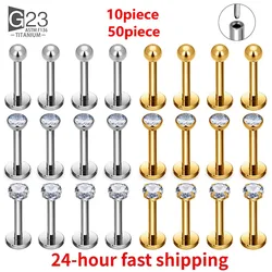 10/50pcs 20/18/16g G23 Titanium Piercing CZ Lip Labre Earrings set Lip Stud Ring Tragus Free Spiral Cartilage Jewelry For Women