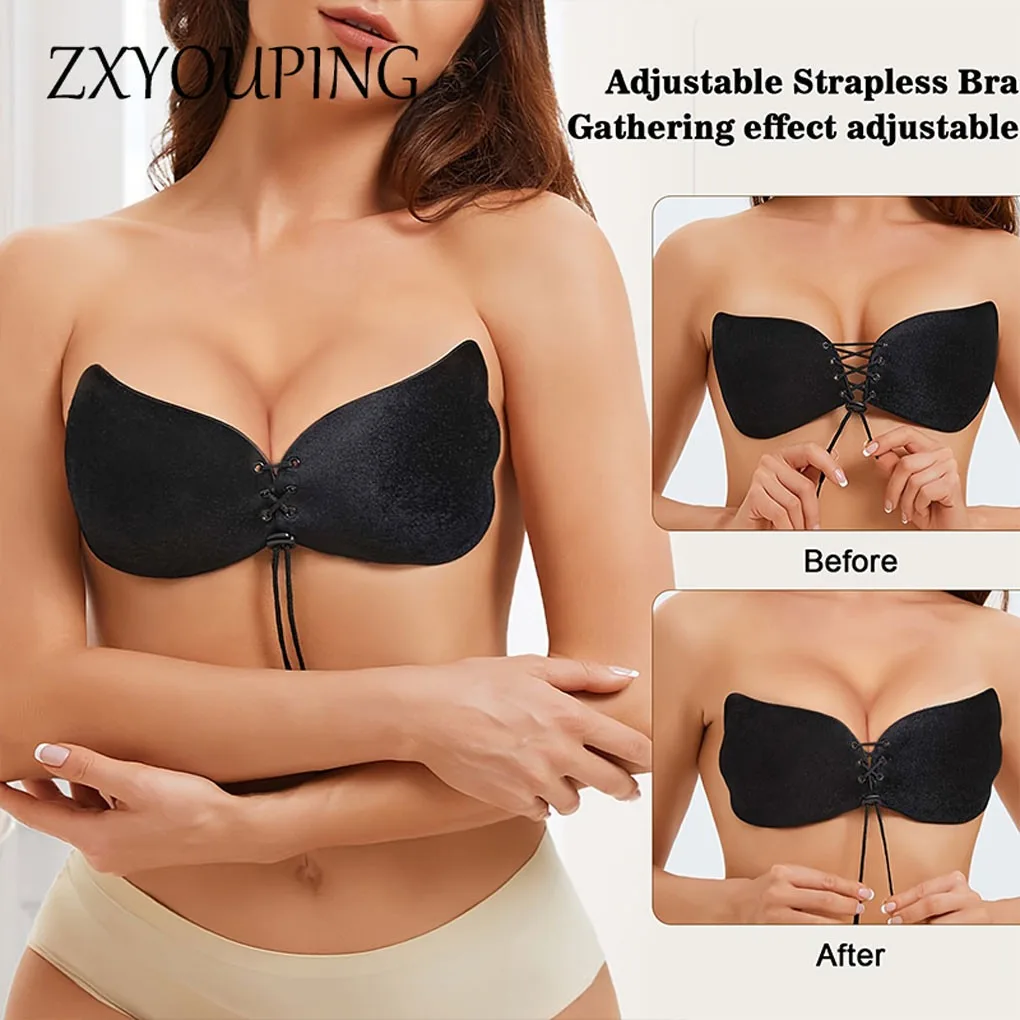 

Reusable Invisible Adhesive Stick Bra Strapless Push Up Bras Women Sexy Backless Lingerie Seamless Silicone Nipple Covers