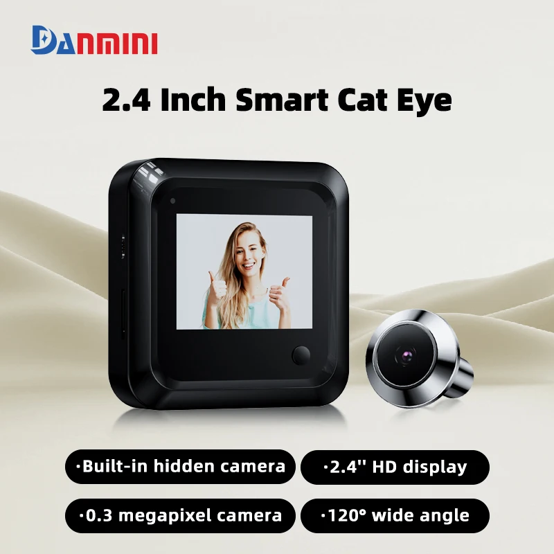 

Дверной звонок Danmini Peehole 0,3 МП 120г ° Широкоугольная камера 4,3-дюймовый HD-дисплей с поддержкой фотографа, видеорегистратор для просмотра дверей, наружный монитор
