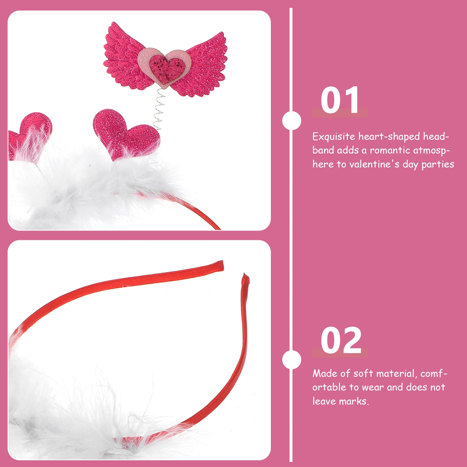

Heart Shaped Headb Valentine Party Accessory Red Soft Women Adults Holiday Headdress Fashion Match Unique Design Gift