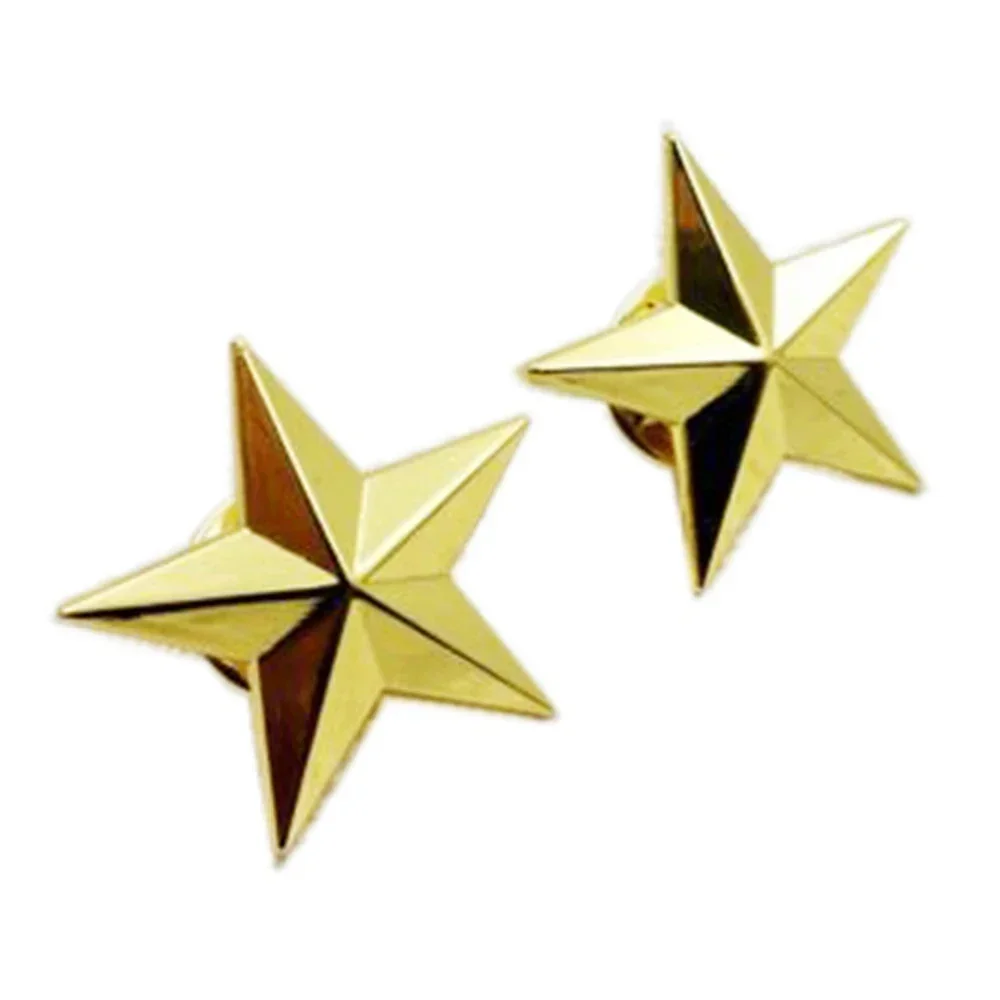 PAIR WW2 US ARMY BADGE ONE STAR BRIGADIER GENERAL RANK INSIGNIA PIN GOLD