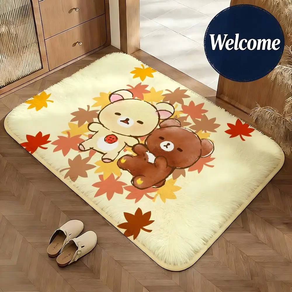 Weiche Flanell-Bodenmatte mit Rilakkuma-Motiv, rutschfeste, saugfähige Fußmatte für Badezimmer, Schlafzimmer, Heimdekoration, Teppich – Detail 19