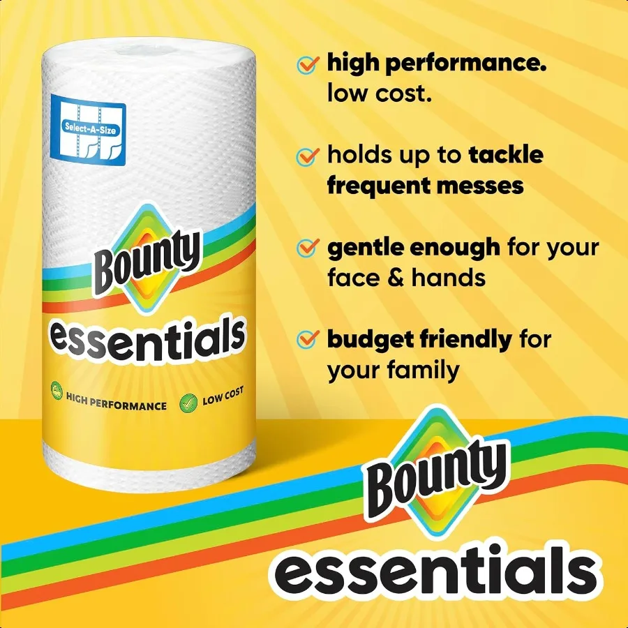 Bounty entials SelectASize Paper Towels White 2 Triple Rolls = 6 Regular Rolls Packaging May Vary