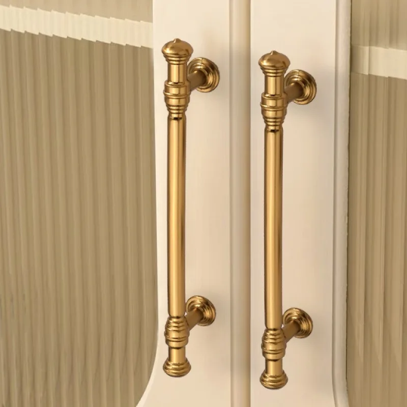 New High-end Light Luxury French Cabinet Door Handle Drawer Cabinet Bathroom Cabinet Brass Single Hole Handle