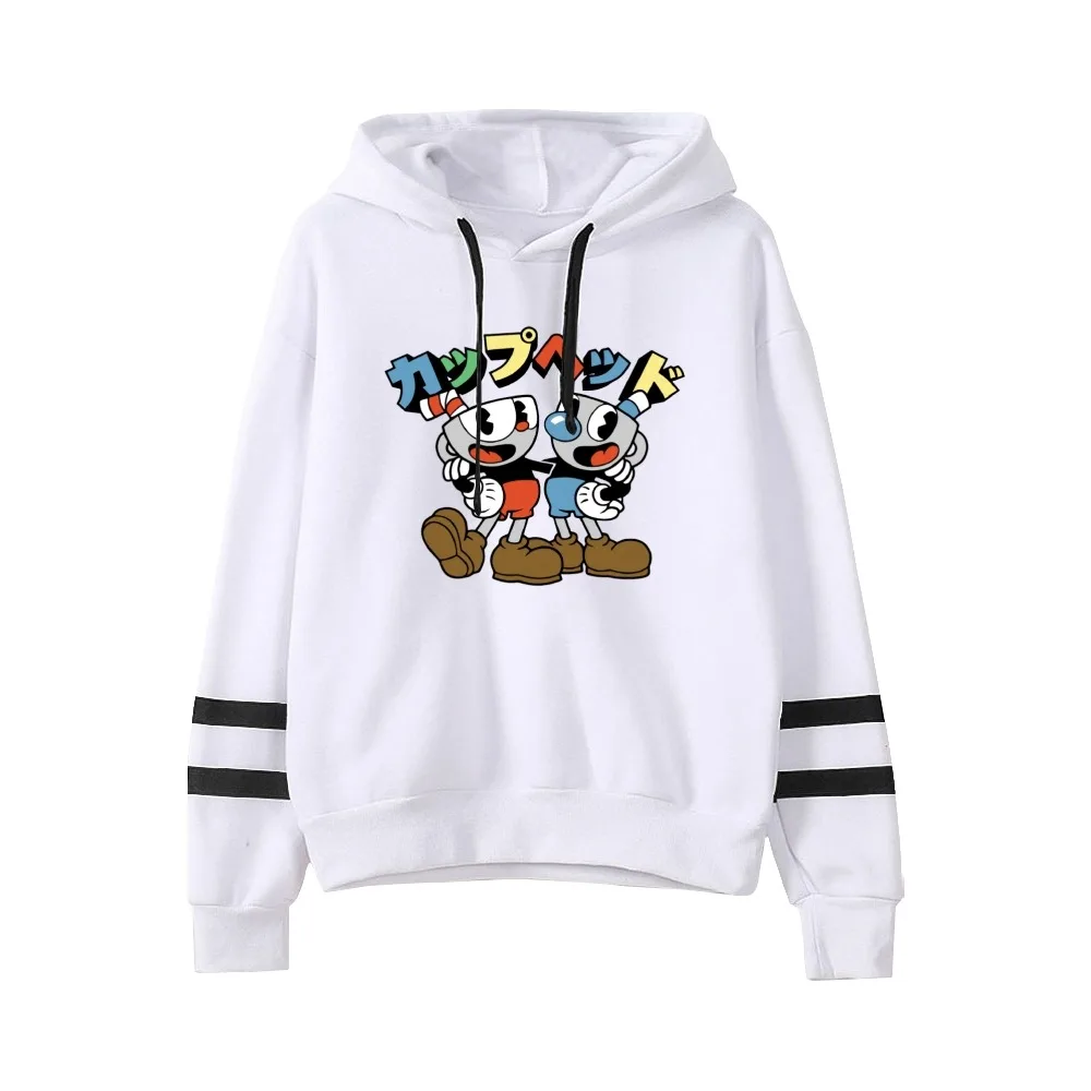 Anime The Cuphead Show felpa con cappuccio Unisex felpa con maniche senza tasche uomo donna felpe con cappuccio American Cartoon Funny Clothes