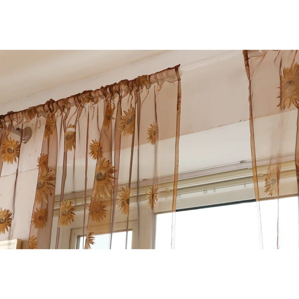 Sunflower Curtains 200X270Cm Khaki Voile Sheer Window Tulle For Bedroom Living Room Rod Pocket Transparent Curtain Home