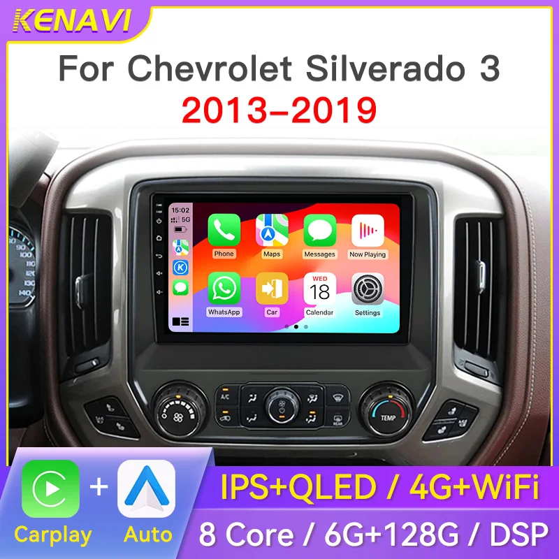 2 Din Android Car Stereo Radio Multimedia Player For Chevrolet Silverado 3 GMTK2 2014-2018 Navigation GPS Carplay DVD Head Unit