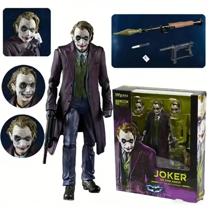 

SHF Joker Action Figure 15cm The Dark Knight Heath Ledger V2 Articulated Movie Model Collectible Toy Desktop Ornament Doll Gifts