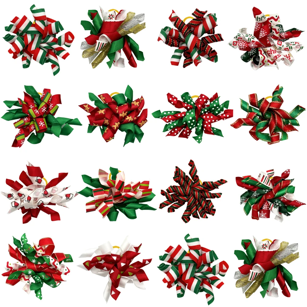 50/100pcs Christmas Pet Dog Cat Hair Bows Volume Ribbon Bows Dog Hair Accessories Dog Grooming Pet Supplies