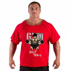 Men's Cotton Casual T Shirts Fitness Men Bodybuilding Shirt Batwing Sleeve Rag Shirt Gym Wear Muscle Running T-shirt Round Neck