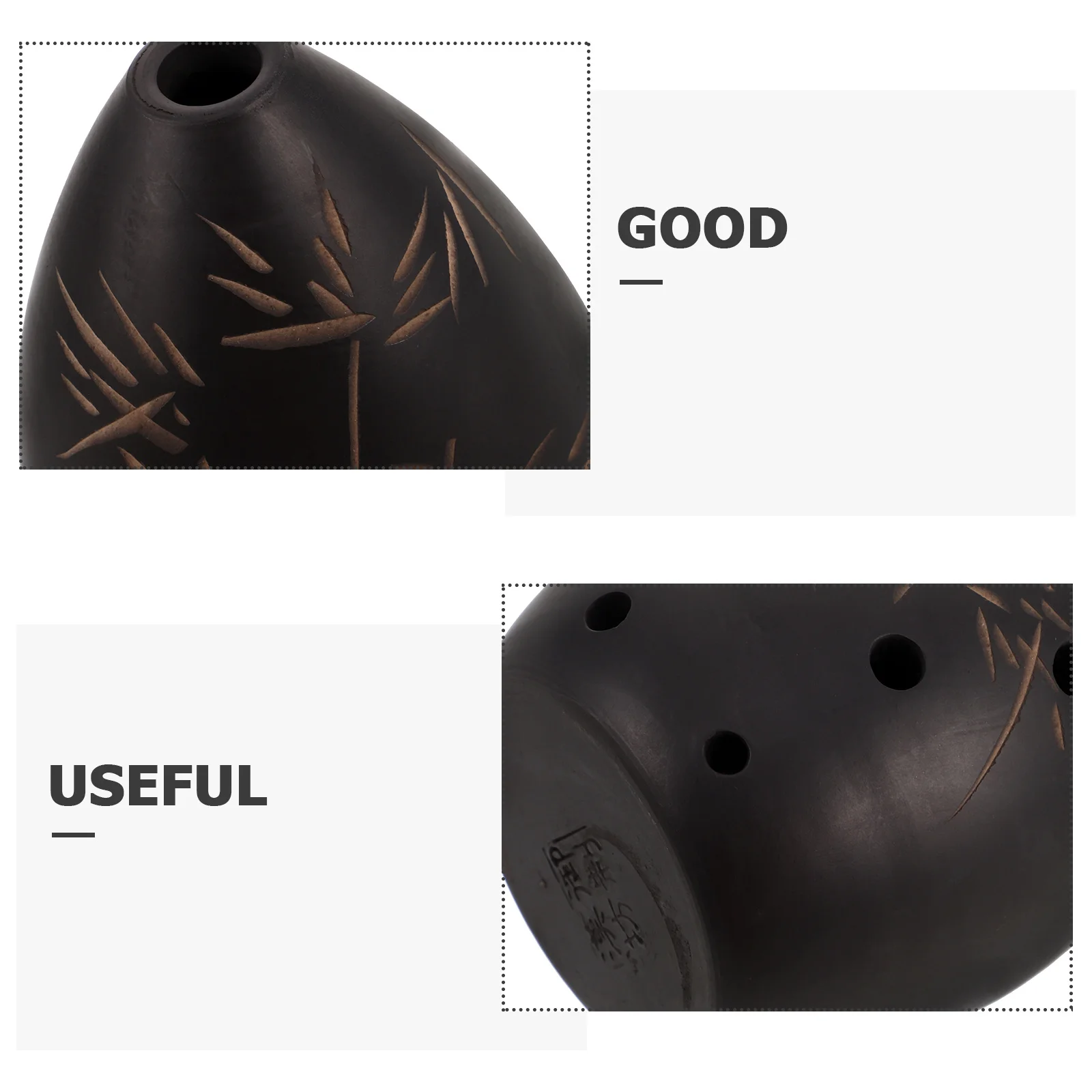 أداة موسيقية مصنوعة يدويًا من السيراميك والأكرينا باللون الأسود مكونة من 8 فتحات للمبتدئين والكبار في الحديقة للاستخدام الصوتي الصغير