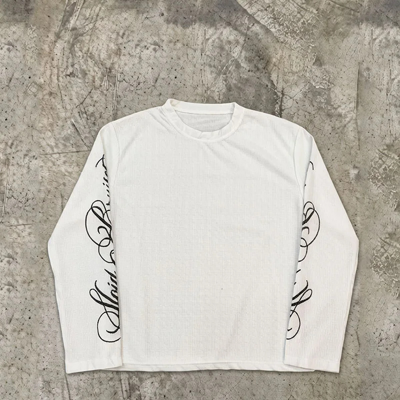 American Retro Fashion Street Leisure Commuting Simple Upper Garment Letter Pattern Printing Design Couple Long Sleeve T-shirt