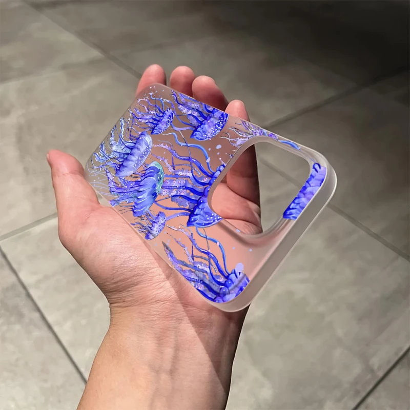 Ocean Jellyfish Print Phone Case For iPhone 17 16 15 14 13 12 11 Pro Max 16E XS X XR 7 8 Plus 12 Mini Shockproof Silicone Cover - náhled 5