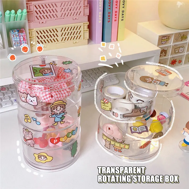 

Ins Transparent Multi-layer Rotating Storage Box Cosmetic Jewelry Desktop Storage Box Dustproof Jewelry Storage Rack