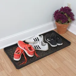 1/2pcs Rubber Shoe Tray Wet Shoe Tray, Applicable To The Entrance Indoor And Outdoor Snow Boot Pad Super Large Shoe Tray, Black