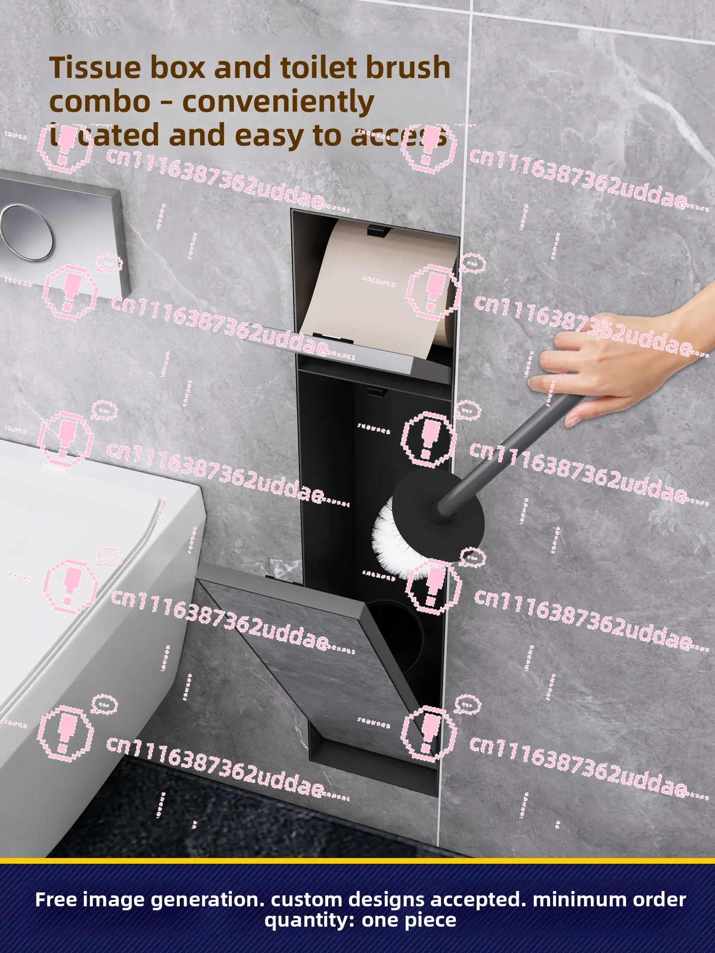 Hidden Toilet Brush Niche Embedded Toilet 304 Stainless Steel Concealed Two-in-one Tissue Box Niche