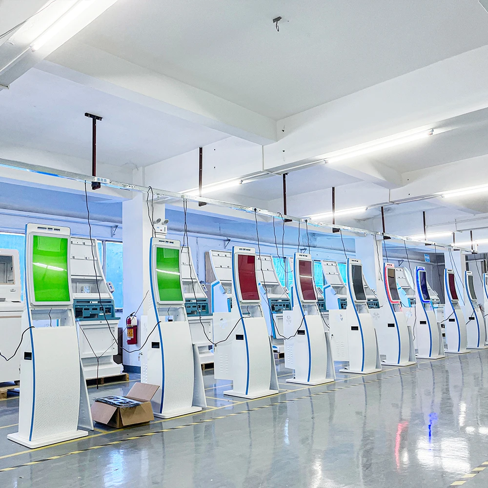 32 Inch Queue Management System Windows Android Linux Id Card QR Scanner Ticket Vending Machine With Credit Card Payment System