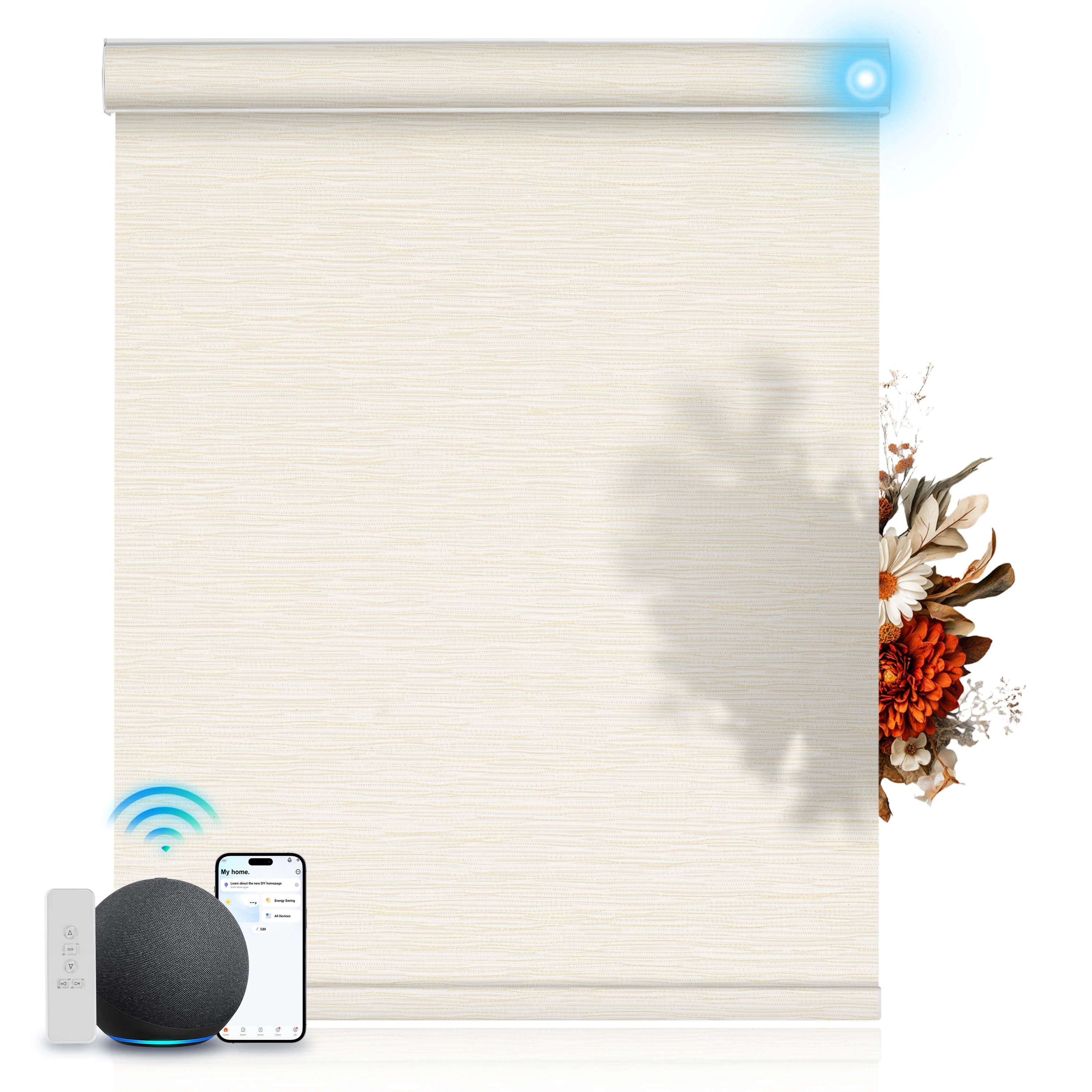 Custom Made Motorized Jacquard Roller Blind  Light Filtering Battery Powered Roller Shades - Home Office Decor Hot Sales