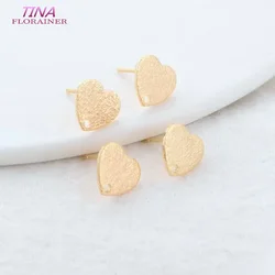 9*10MM 14K Gold Color Brass Heart Shape Stud Earrings Pins Earrings Jewelry Making Supplies Findings Diy Accessories