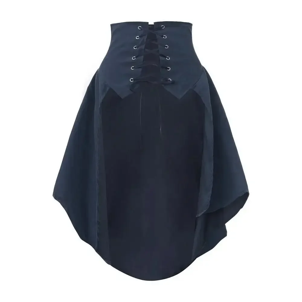 women's punk tailcoat Renaissance pirate costume wrapped pleated skirt Gothic Lolita Skirt Ruffles High Rise Pleated Skirt view 2
