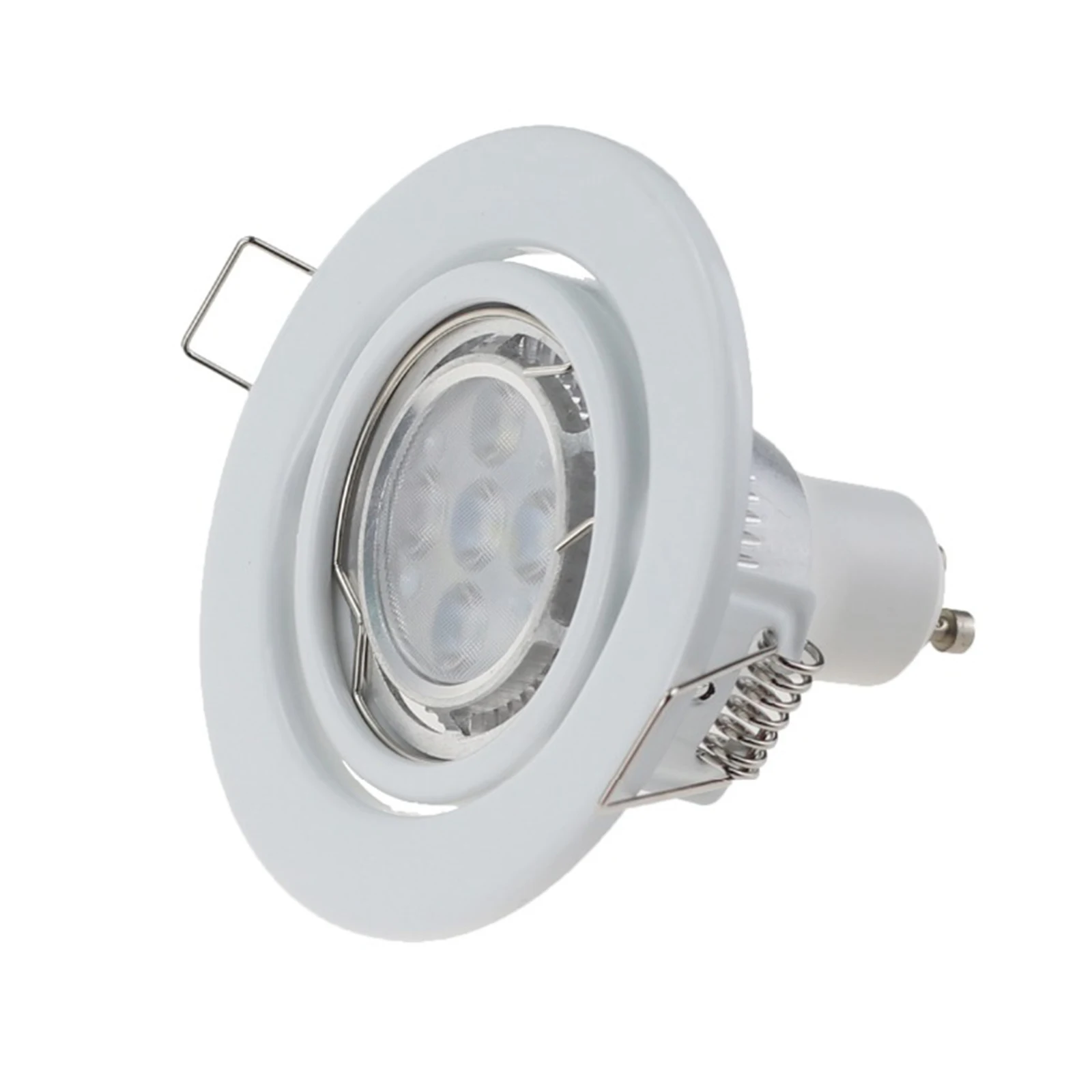 6pcs Round Recessed Led Ceiling Light Frame Fitting Down Light Fixture for MR16 GU10 Bulb Changeable Base Socket Light