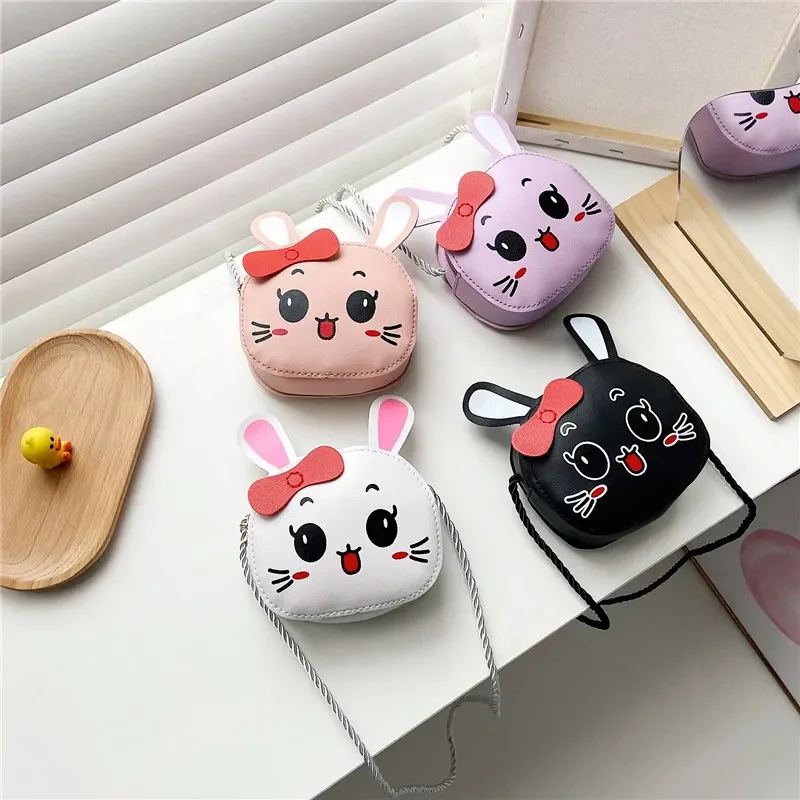 Cute Kids Rabbit Shoulder Bag Cartoon Children Crossbody Bags PU Leather Mini Handbag Princess Fashion Girls Coin Purse Wallet