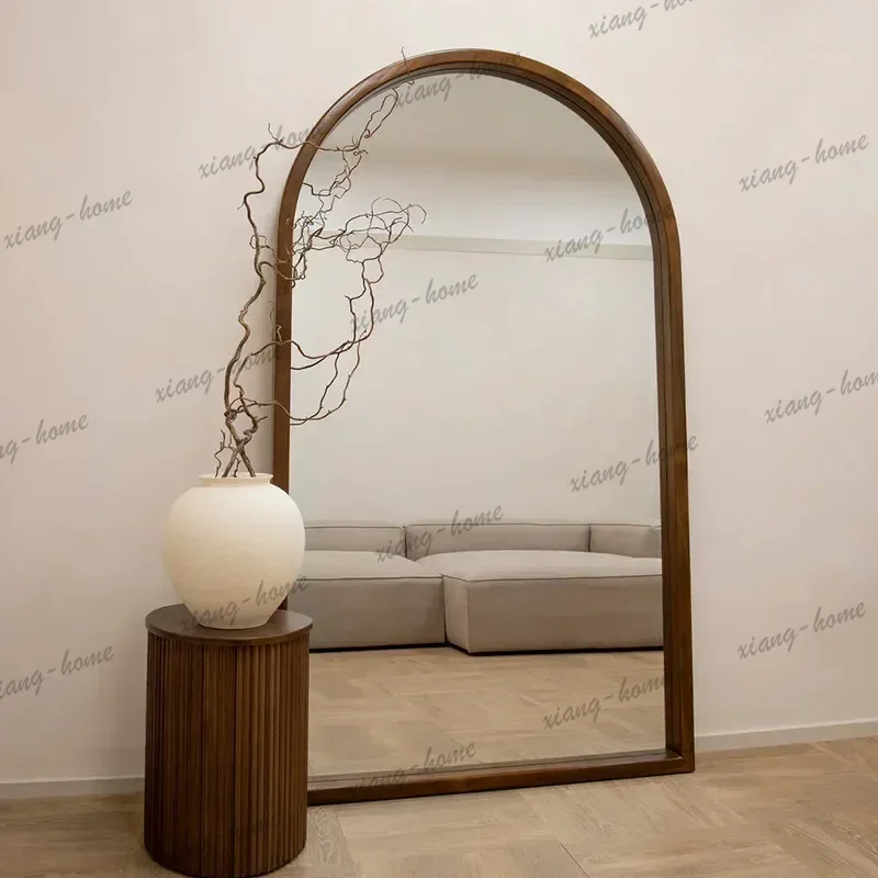 LJYLiving room medieval clothing store mirrors big furniture Retro Arched full body mirror American floor European fitting mirro