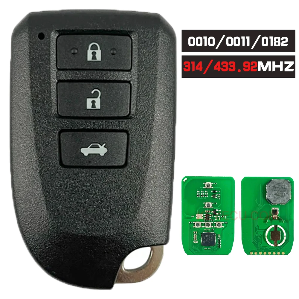 

KEYECU Universal Board ID: 0010/0011/0182 Smart Key 312/314.3MHz /433MHz 8A Chip Fob 3 Button for Toyota YARIS L YARIS VIOS