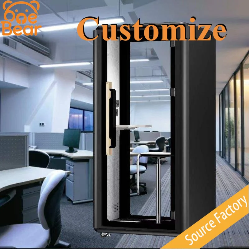Office Sound Isolation Pod Freestanding Quiet Booth Ventilated Soundproof Cabin for Meeting Call Room Home Working Space