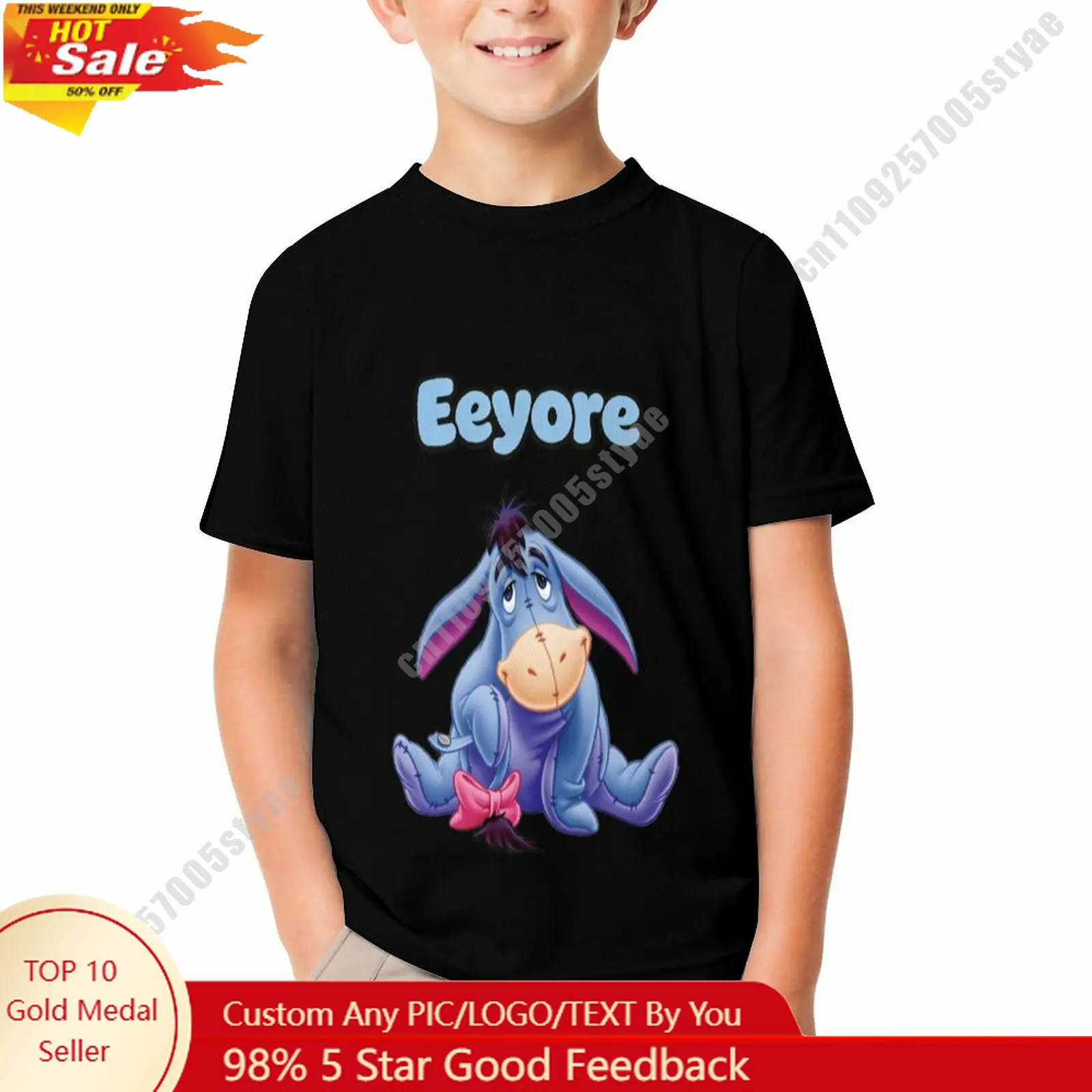

Eeyore T Shirt Disney Boy Girl Custom Short Sleeve Top Breathable Soft Casual Cotton Print Summer Crew Neck Children Tee