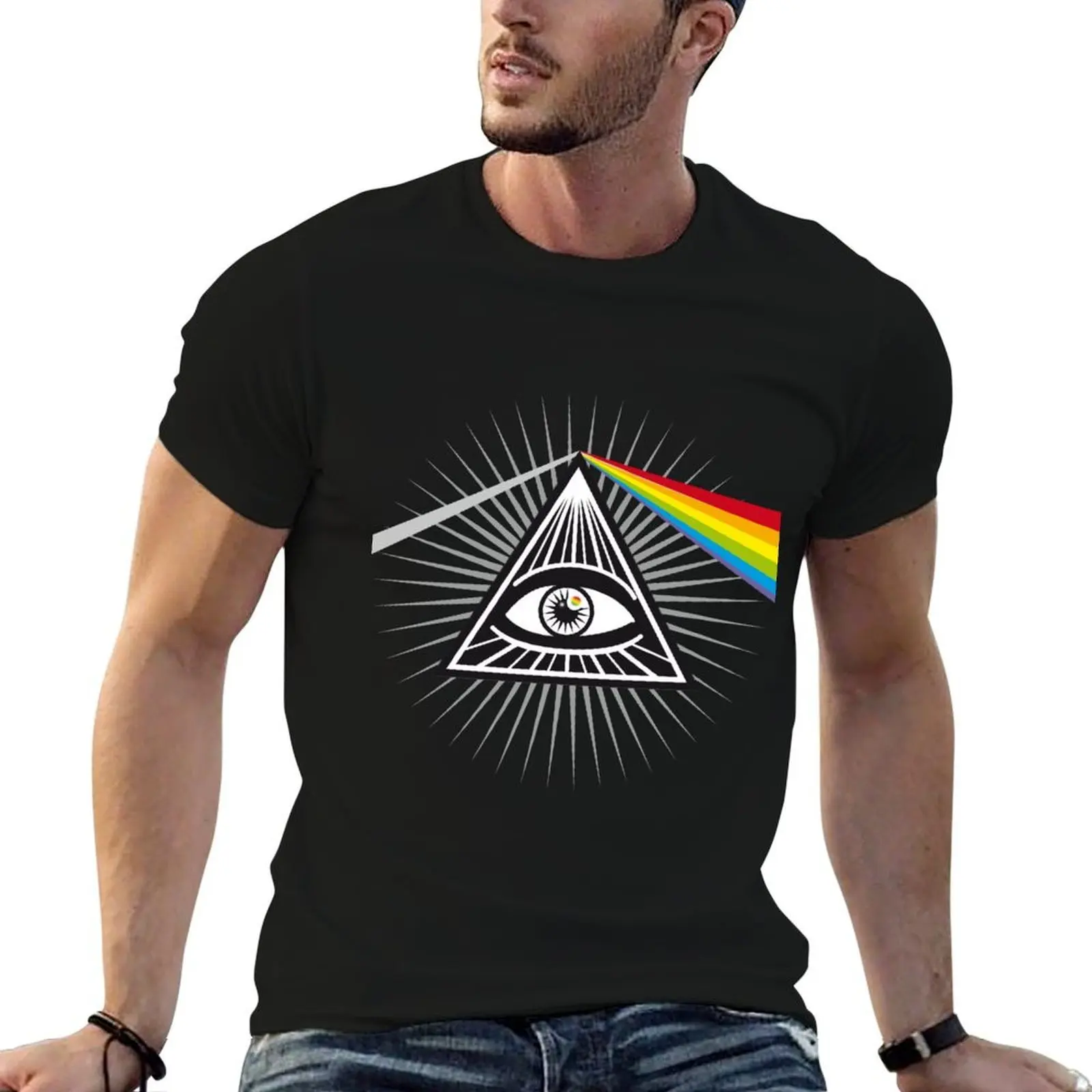 illuminati prisma eye pyramid all seeing eye conspiracy secret sign symbol T-Shirt t shirts for man cotton funny T-Shirt