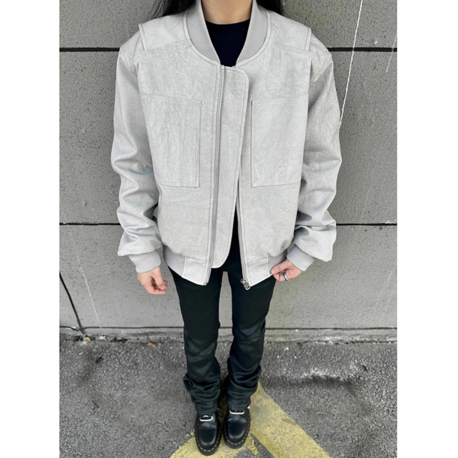 

Retro American ort Baseball Jaet Men's Spring Trendy High Street Gosnace Workwear Jaet Vintage Waed Lime Color