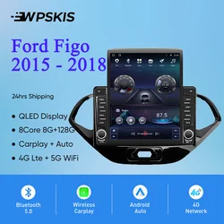 8Core 8G+128G Carplay Auto Car Radio Audio Stereo Tape Recorder HU Head Unit For Ford Figo 2015 - 2018 GPS Navi DVD Cassette DSP