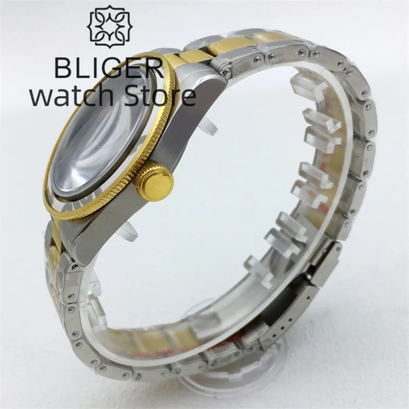 BLIGER 39mm BB58 Watch Case Dome Glass Sapphire Glass Fits NH34 NH35 NH36 2824 PT5000 Movement Stainless Steel Bracelet