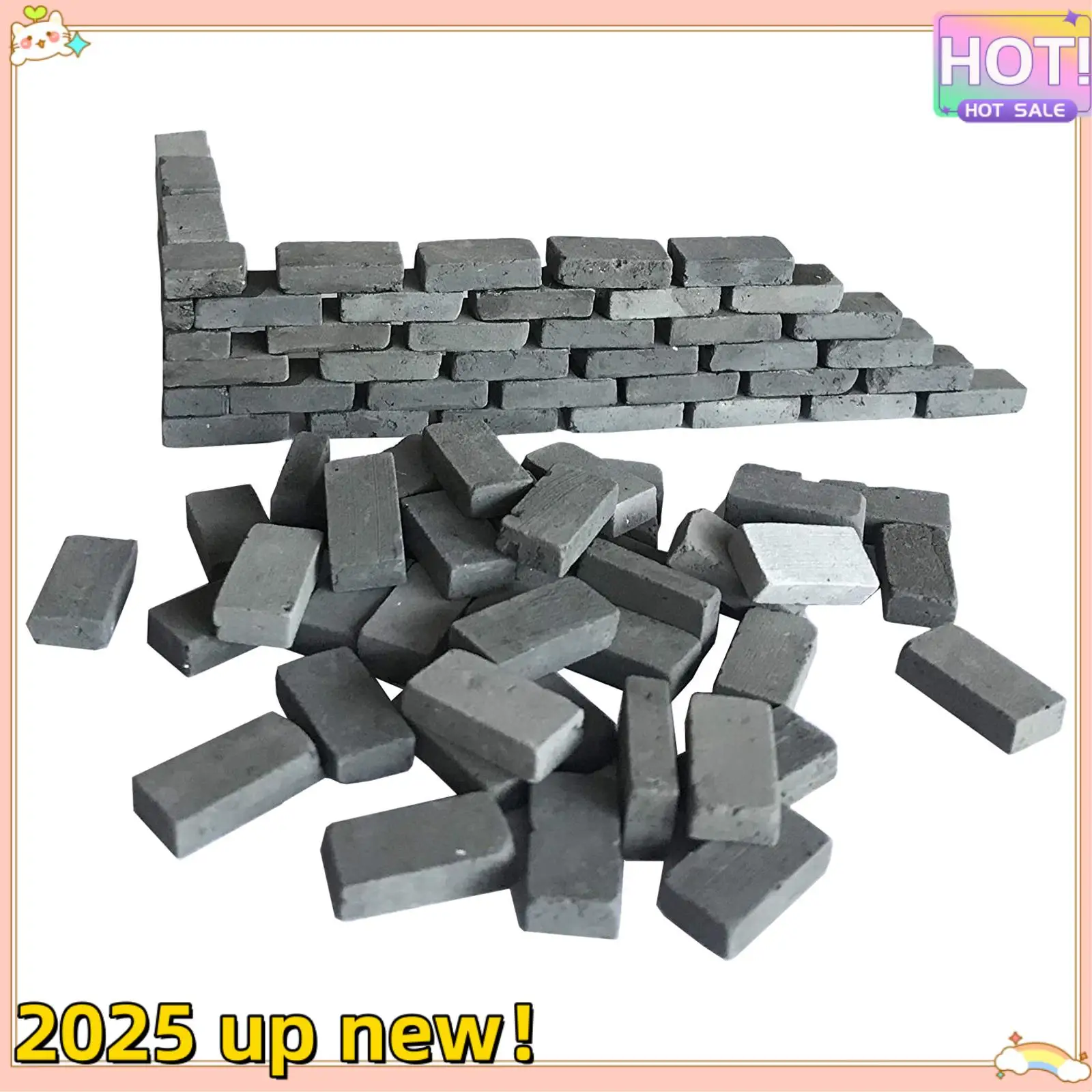 

Stylish-200 Pcs Mini Wall Bricks Model Brick Building Set 1/16 Miniature Bricks Fake Bricks Model Fairy Garden Landscaping Parts