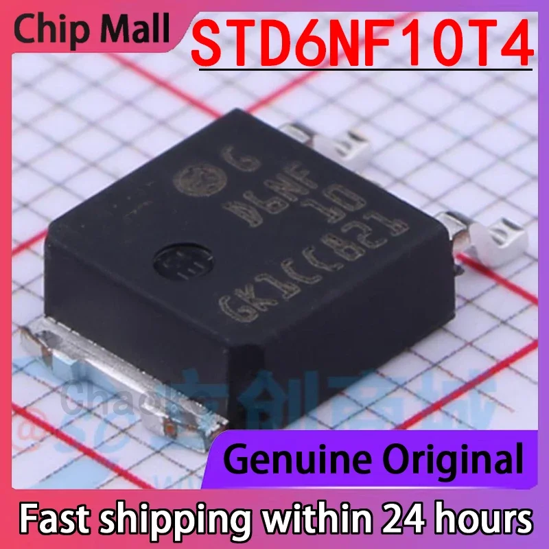 

5PCS New STD6NF10T4 D6NF Package TO-252, 1 N-channel Field-effect Transistor (MOSFET)